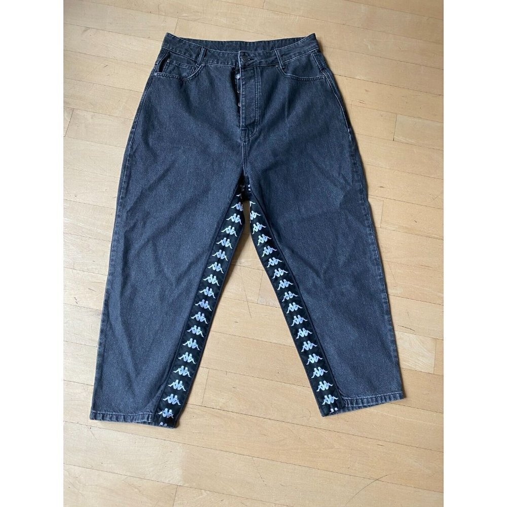 Kappa BNWT mens jeans "222 Banda Bibo" wide leg NEW gray/black button fly